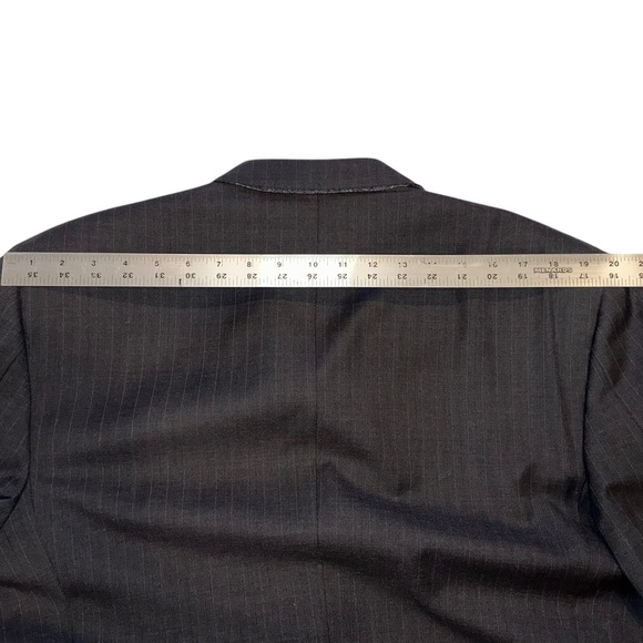 CANALI Mens Blazer Super 120s Made in Italy Black/Blue Pinstripe Sport Coat 46R - Picture 13 of 16